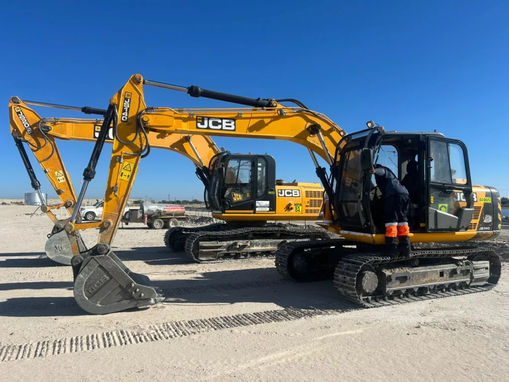 Excavator working on an earthworks site