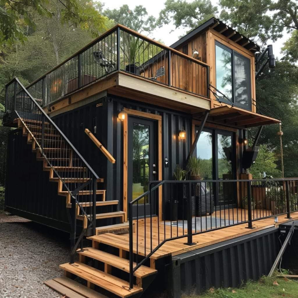 Converted shipping container used as a site office