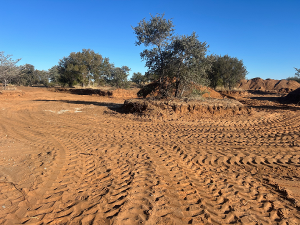 Rehabilitated and revegetated ground after site works