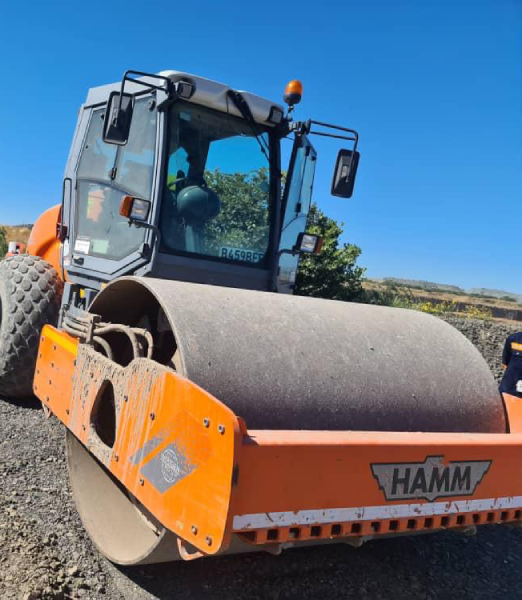 OddBall vibratory roller compacting a surface on site
